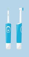 cepillo de dientes eléctrico para el cuidado bucal y dental aislado sobre fondo azul higiene dental estilo plano ilustración vectorial vector