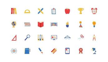 bundle of school set icons vector