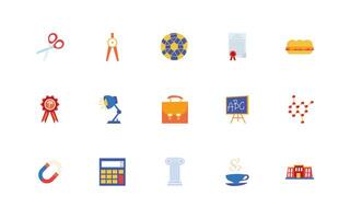 bundle of school set icons vector