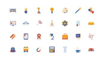 bundle of school set icons vector