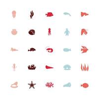 bundle of sealife set icons vector