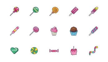 bundle of sweet set icons vector