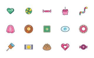 bundle of sweet set icons vector