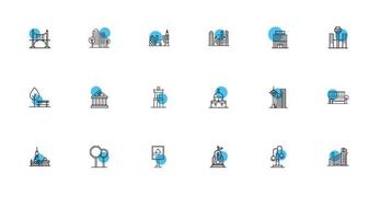 paquete de iconos de conjunto de ciudades vector