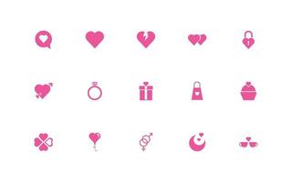 bundle of happy valentines day set icons vector