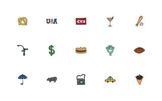 bundle of new york city set icons vector