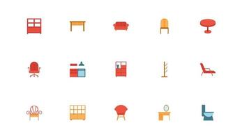 paquete de muebles set iconos vector