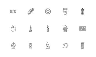 bundle of new york city set icons vector