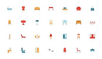 bundle of furniture set icons vector