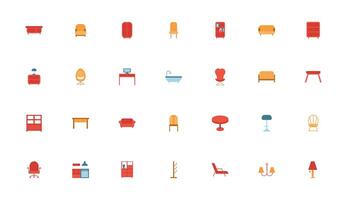 bundle of furniture set icons vector