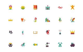 bundle of fairytales set icons vector