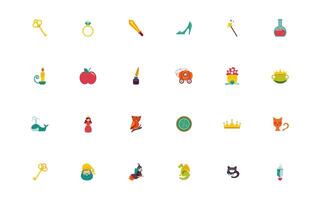 bundle of fairytales set icons vector