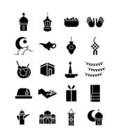 ramadam kareem set line style icons vector