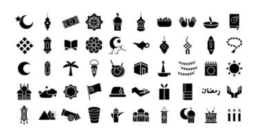 ramadam kareem establece iconos de estilo de línea vector