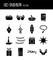 ramadam kareem set line style icons vector