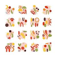 bundle of contemporary arts works set icons vector