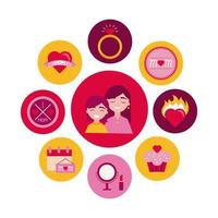 bundle of mothers day icons vector