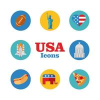 paquete de iconos de conjunto de estados unidos vector