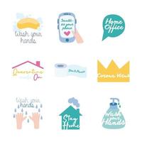 bundle of nine campaing letterings flat style icons vector