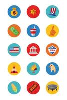 paquete de iconos de conjunto de estados unidos vector