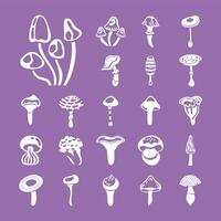 bundle of fungus set icons vector