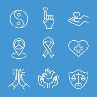 bundle of nine human rights line style set icons vector