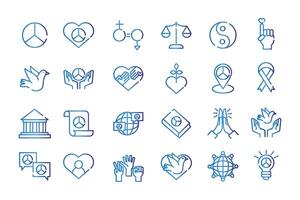 bundle of twenty four human rights gradient style set icons vector