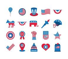 bundle of twenty usa elections set collection icons vector