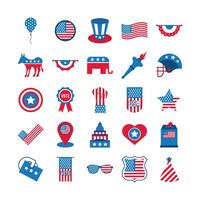 bundle of twenty five usa elections set icons vector