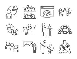 bundle of twelve coworking set line style icons vector