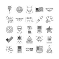 bundle of twenty five usa elections set collection icons vector