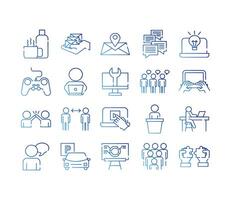 bundle of twenty coworking set collection gradient style icons vector