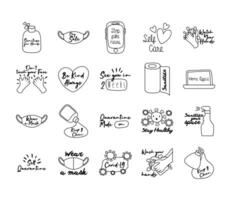 bundle of twenty campaing letterings line style collection icons vector