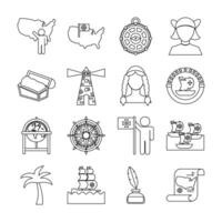 bundle of columbus day set icons vector