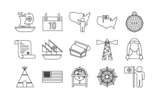 bundle of columbus day set icons vector