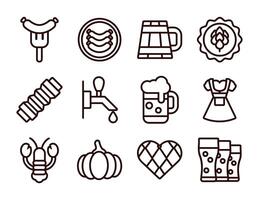 bundle of twelve oktoberfest set icons vector