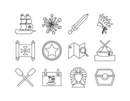 bundle of columbus day set icons vector