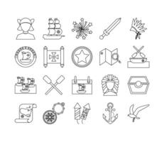 bundle of columbus day set icons vector