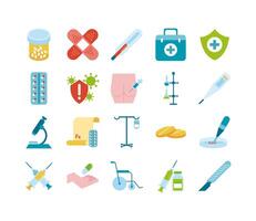bundle of twenty medical set icons vector