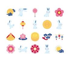 bundle of twenty mid autumn set collection icons vector