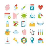 bundle of twenty five medical set icons vector