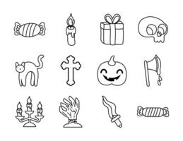 bundle of twelve halloween set icons vector