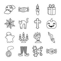 bundle of sixteen halloween set collection icons vector