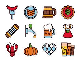 bundle of twelve oktoberfest set icons vector