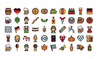 bundle of oktoberfest set fifty icons vector