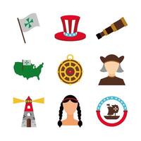 bundle of columbus day set icons vector