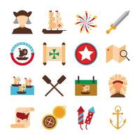 bundle of columbus day set icons vector