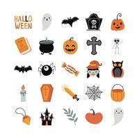 paquete de veinticinco iconos de conjunto de halloween vector