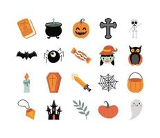 paquete de veinte iconos de conjunto de halloween vector