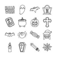 bundle of sixteen halloween set collection icons vector